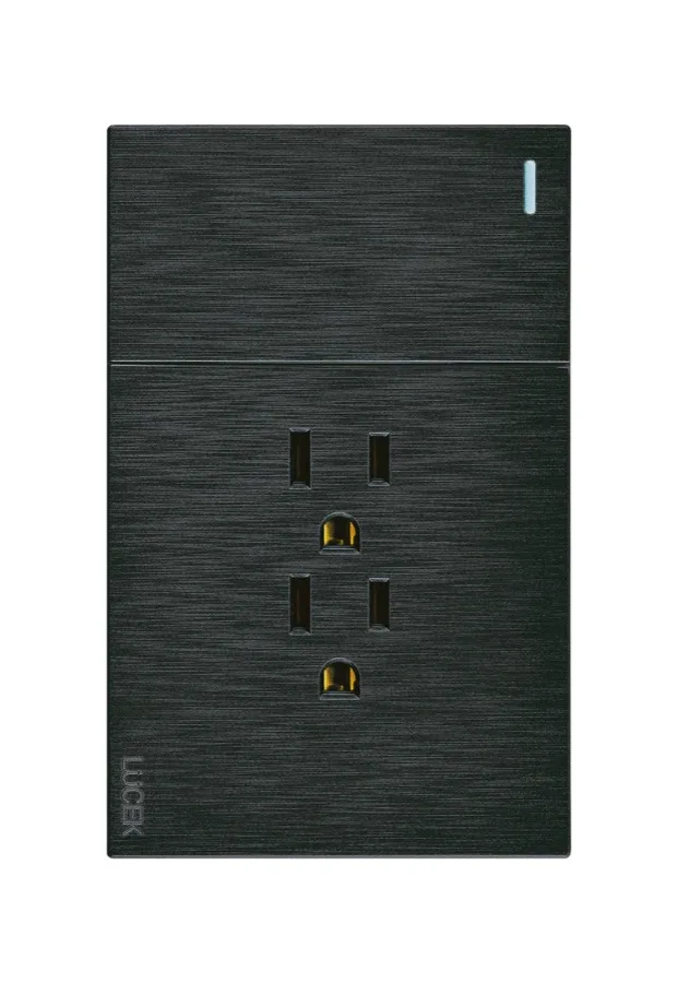 Placa con 1 Apagador Sencillo Modulo y 2 Contacto Sencillo Neg