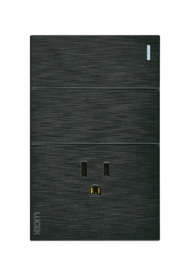 Placa Flat con 2 Apagador Sencillo 1 Modulo y Contacto Sencillo Negro
