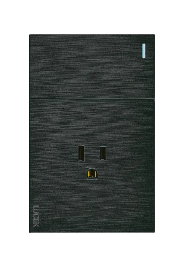 Placa con Apagador Sencillo 1 Modulo y Contacto Sencillo Neg