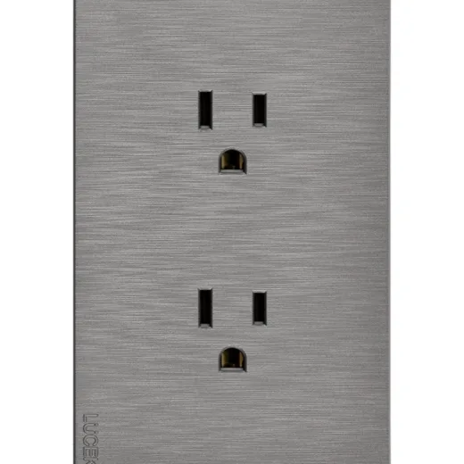 Placa Flat con Contacto Duplex Plata