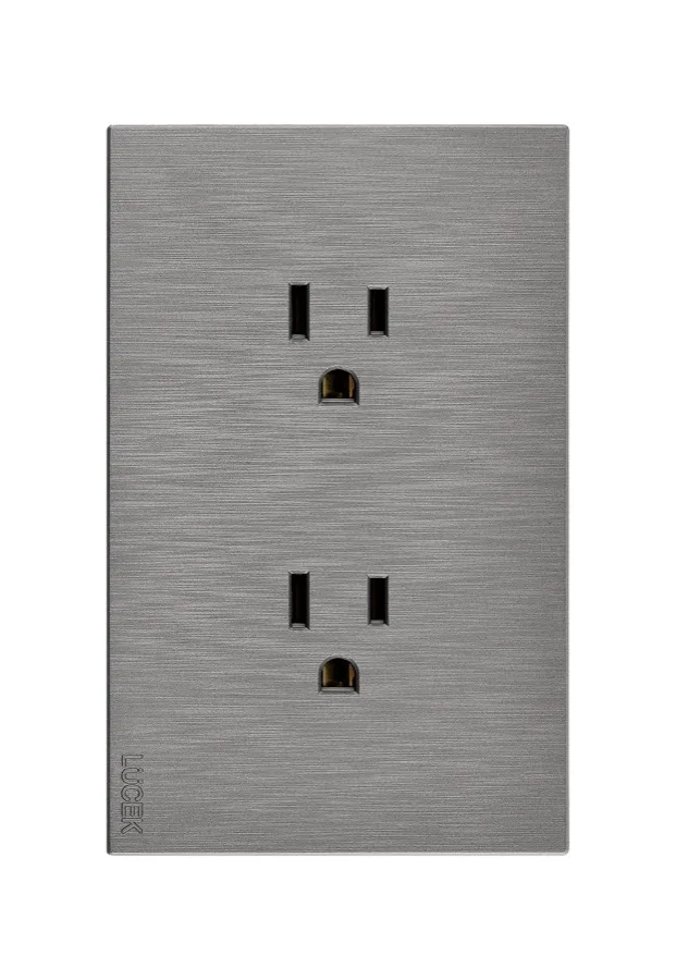 Placa Flat con Contacto Duplex Plata