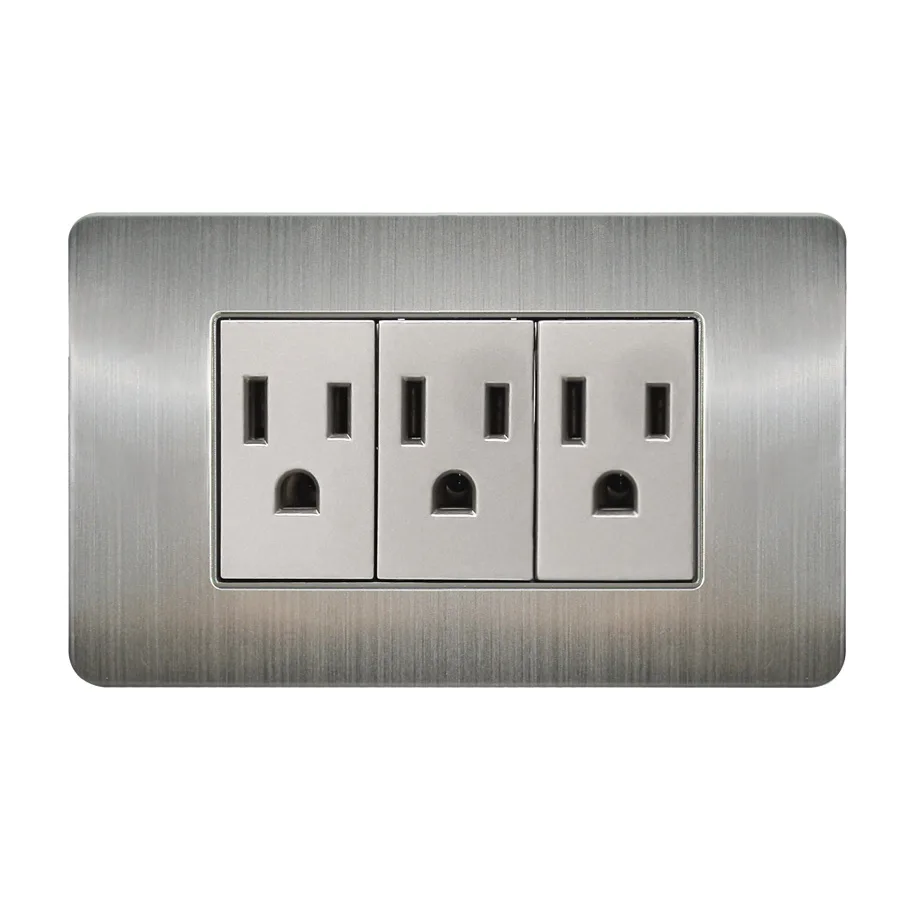 Contacto Triple Aterrizado con Placa de Acero Inoxidable
